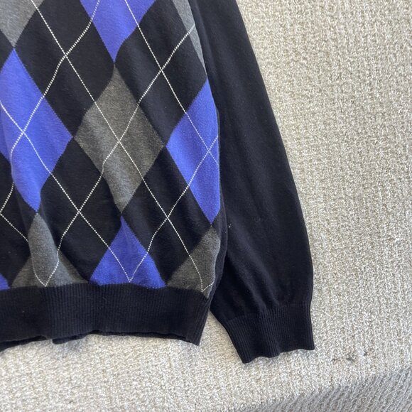 VTG Tommy Hilfiger Argyle Sweater Mens Purple / Black Diamond Dark Academia Read - Picture 4 of 11